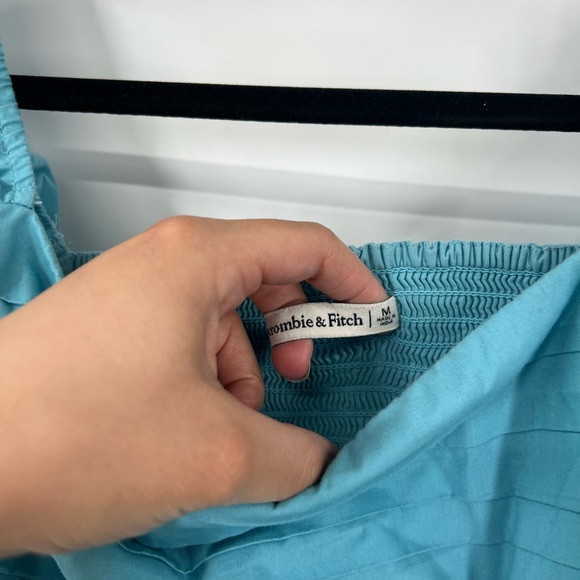 Abercrombie & Fitch Blue Puff Sleeve Crop Top - Picture 4 of 6
